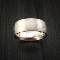 White Gold, Silver and Rose Gold Mokume Ring Custom Made Band