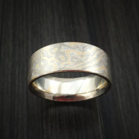 White Gold, Silver and Yellow Gold Mokume Ring Custom Made Band