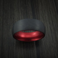 Black Zirconium with Red Anodized Sleeve Custom Made Band Choose Your Color