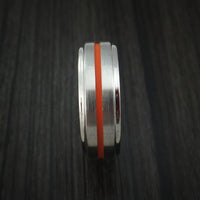 Titanium Ring with Hunter Orange Cerakote Groove and Sleeve Custom Made Band