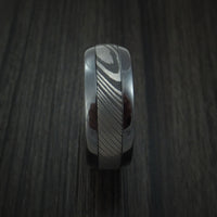 Black Zirconium and Damascus Steel Band with Vintage Green Cerakote Sleeve Custom Made Ring