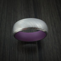 Damascus Steel and Wild Purple Cerakote Ring Custom Made Band