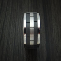 Cobalt Chrome and Black Zirconium Spinner Ring with Brick Pattern Custom Made Band
