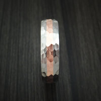 Titanium Hammered Ring with Copper Inlay Wedding Band with Wood Sleeve Custom Made