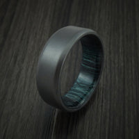 Black Zirconium and Indigo Wood Hard Wood Sleeve Ring Custom Made