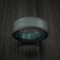 Black Zirconium and Indigo Wood Hard Wood Sleeve Ring Custom Made