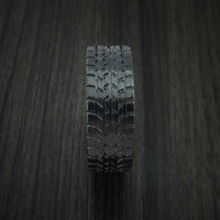 Black Zirconium Ring Textured Tread Pattern Band Made to Any Sizing 3-22