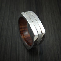 Cobalt Chrome Square Ring with Koa Wood Sleeve Custom Made Band