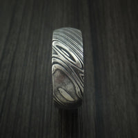 Kuro Damascus Steel Ring with Purple Heart Wood Hardwood Sleeve Custom Made Wood Band