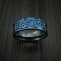 Black Zirconium Anodized Celtic Irish Knot Band Carved