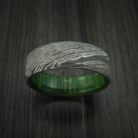 Damascus Steel Rock Hammer Ring with Jade Wood Sleeve Custom Made