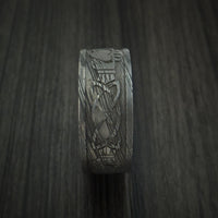 Damascus Steel Celtic Heart Ring Design with Hardwood Sleeve