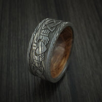 Damascus Steel Celtic Heart Ring Design with Hardwood Sleeve