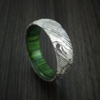Kuro Damascus Steel Rock Hammer Ring with Jade Wood Sleeve Custom Made