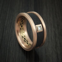 14K Rose and Yellow Gold with Carbon Fiber and Diamond Custom Made Band