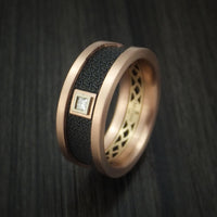 14K Rose and Yellow Gold with Carbon Fiber and Diamond Custom Made Band