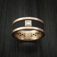 14K Rose and Yellow Gold with Carbon Fiber and Diamond Custom Made Band