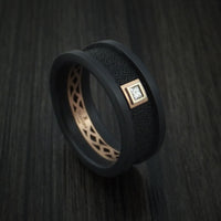 Carbon Fiber and 14K Rose Gold Band with Diamond Custom Made Ring