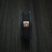 Carbon Fiber and 14K Rose Gold Band with Diamond Custom Made Ring