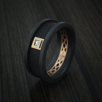 Carbon Fiber and 14K Rose Gold Band with Diamond Custom Made Ring