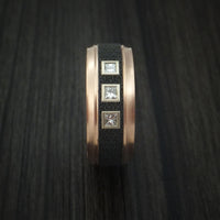 14K Rose Gold with Carbon Fiber and Diamonds Custom Made Band