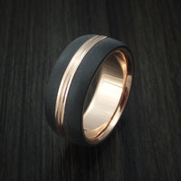 14K Rose Gold with Carbon Fiber Custom Made Band