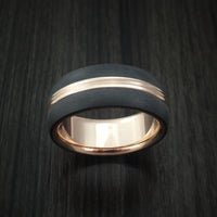 14K Rose Gold with Carbon Fiber Custom Made Band
