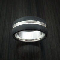 14K White Gold with Carbon Fiber Custom Made Band