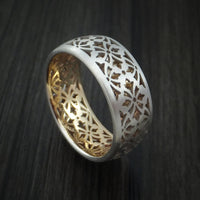 14K White Gold and Yellow Gold Band Custom Made Ring