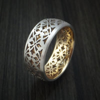 14K White Gold and Yellow Gold Band Custom Made Ring
