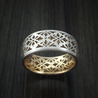 14K White Gold and Yellow Gold Band Custom Made Ring