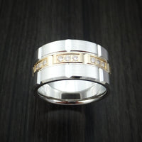 14K White Gold and Yellow Gold Band with Diamonds Custom Made Ring
