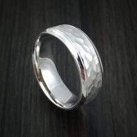 14k White Gold Hammered Band Custom Made