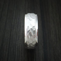 14k White Gold Hammered Band Custom Made