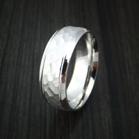 14k White Gold Hammered Band Custom Made