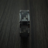 Black Titanium and Carbon Fiber Weave Pattern Ring with CERAKOTE Interior Custom Made