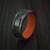Black Titanium and Carbon Fiber Weave Pattern Ring with CERAKOTE Interior Custom Made