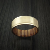 14K Yellow Gold Classic Style Wedding Band with Wood Sleeve Custom Made