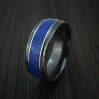 Black Zirconium and Lapis Lazuli Ring Custom Made Band