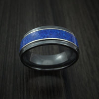 Black Zirconium and Lapis Lazuli Ring Custom Made Band