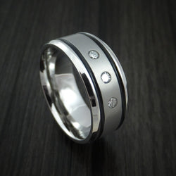 Cobalt Chrome Ring with Diamonds Custom Made Band