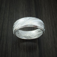 Marbled Kuro Damascus Steel and Cerakote Ring Custom Made Band
