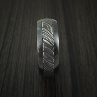 Black Zirconium and Kuro Damascus Steel Band with Anodized Interior Custom Made Ring