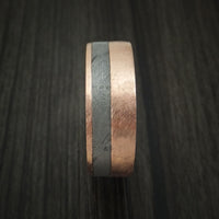 Rose Gold and Gibeon Meteorite Band with Spalted Tamarind Wood Sleeve Custom Made