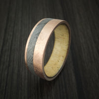 Rose Gold and Gibeon Meteorite Band with Spalted Tamarind Wood Sleeve Custom Made