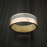 Rose Gold and Gibeon Meteorite Band with Spalted Tamarind Wood Sleeve Custom Made
