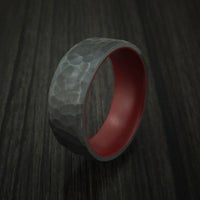 Black Zirconium Ring with Crimson Red Cerakote Sleeve Custom Made Band