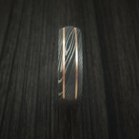 Damascus Steel and 14K Rose Gold Band with Desert Ironwood Burl Sleeve Custom Made