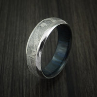Titanium and Gibeon Meteorite Band with Blueberry Wood Sleeve Custom Made Band