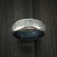 Titanium and Gibeon Meteorite Band with Blueberry Wood Sleeve Custom Made Band